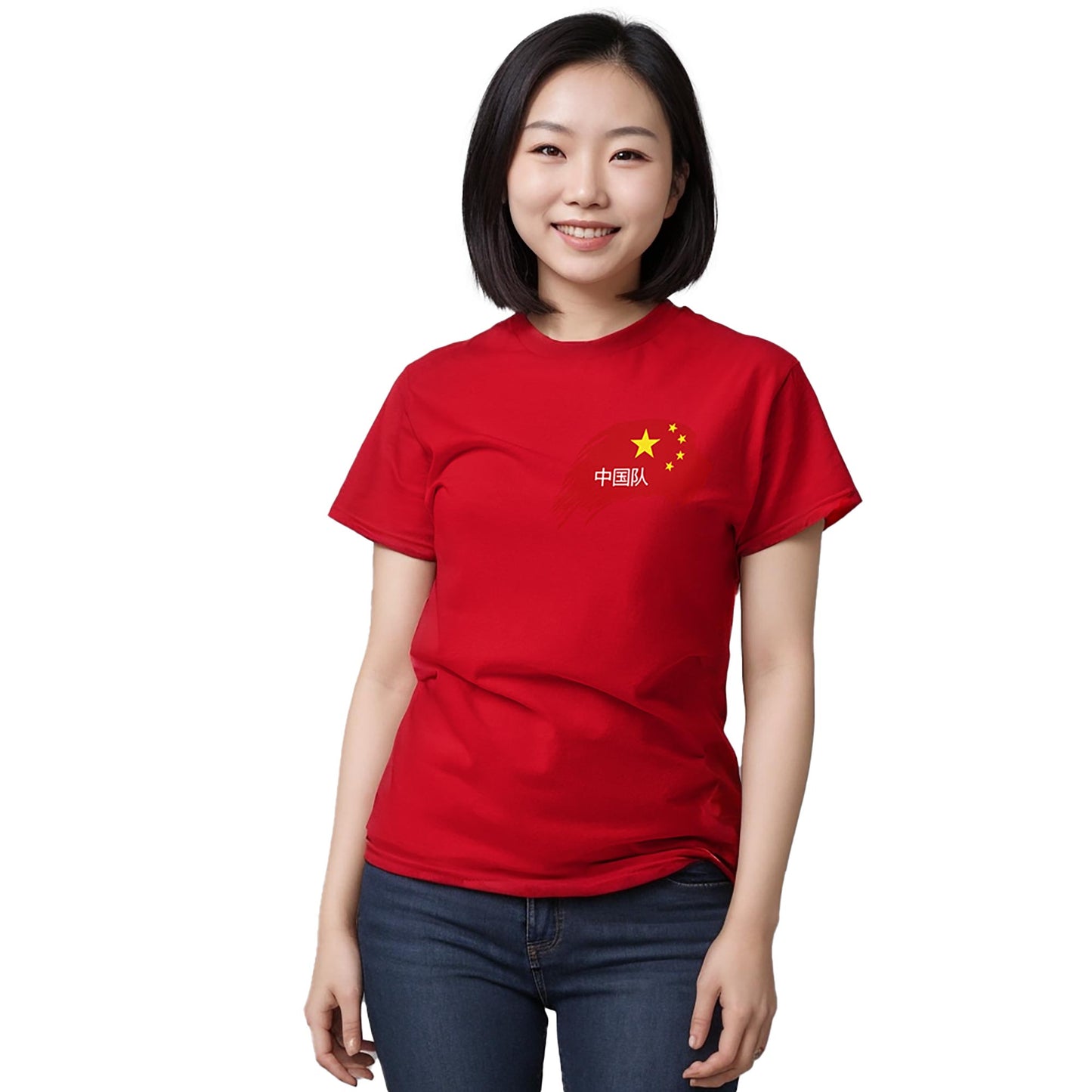 Team People's Republic of China red t-shirt olympics Paris 2024