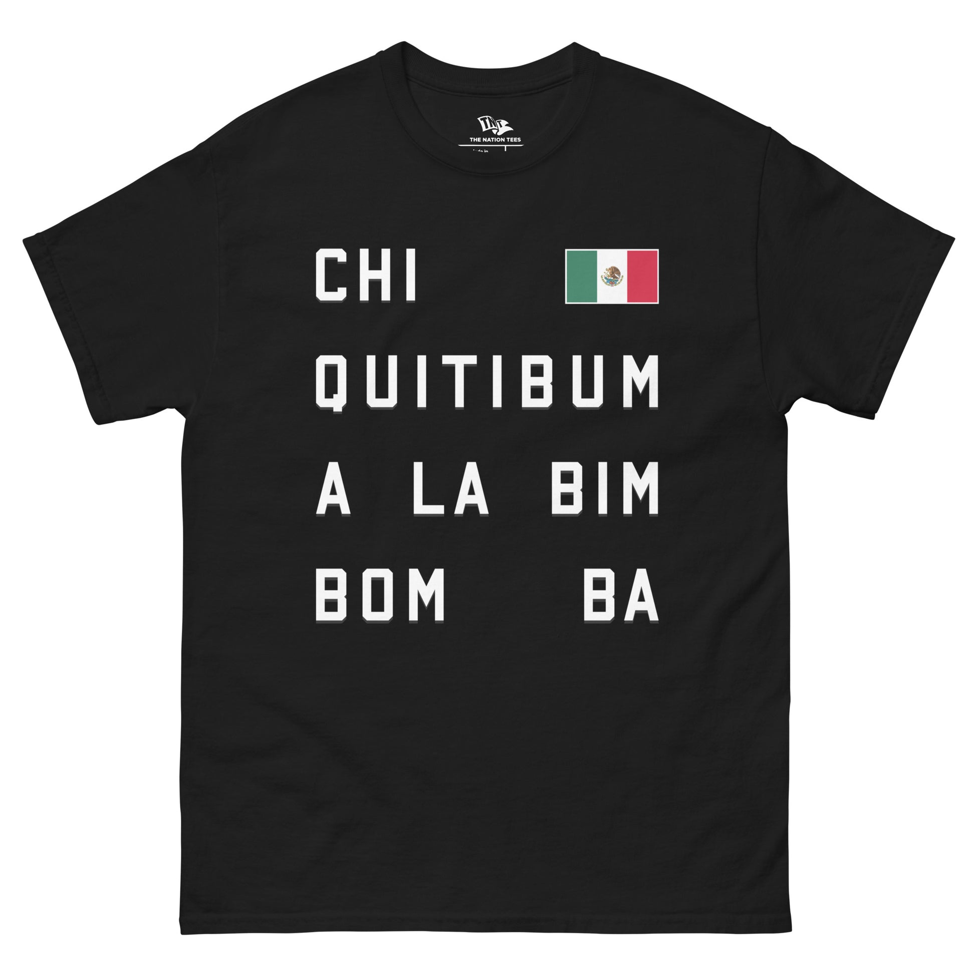 CHI QUITIBUM MÉXICO t-shirt Black color with the national flag design made of premium cotton ideal for patriotic apparel for Paris 2024 and perfect for showing national pride in conmebol copa america