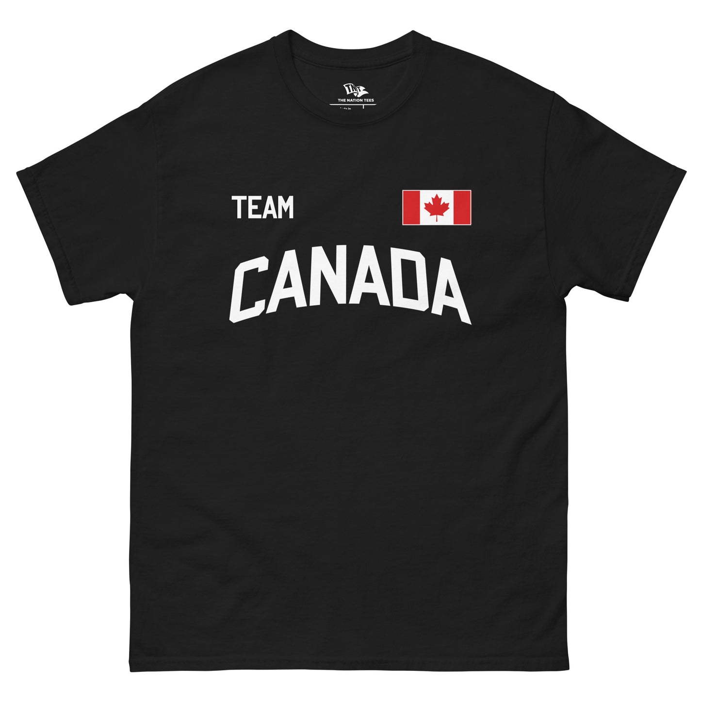 Canada Flag t-shirt Black color with the national flag design made of premium cotton ideal for patriotic apparel for Paris 2024 and perfect for showing national pride in conmebol copa america