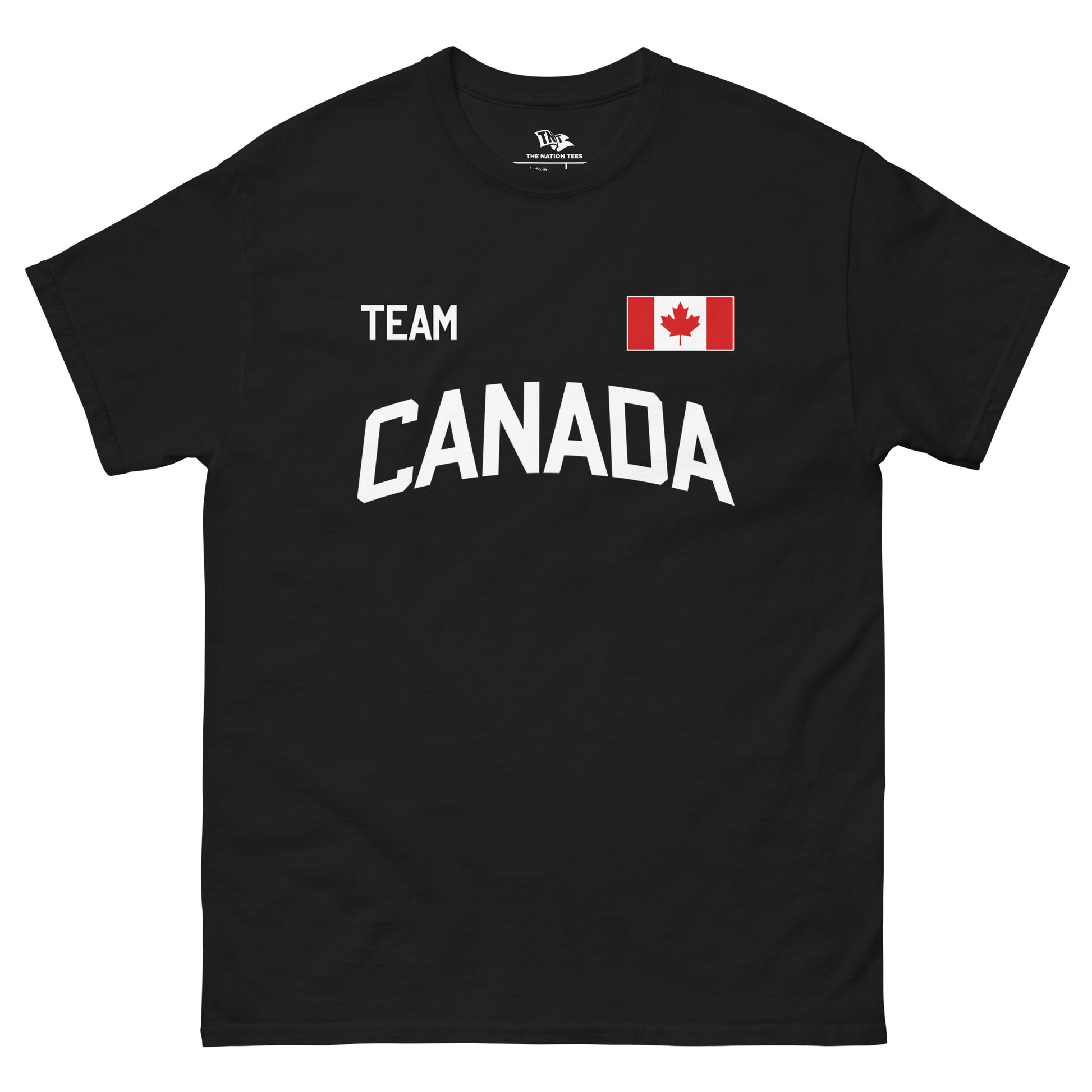 Canada Flag t-shirt Black color with the national flag design made of premium cotton ideal for patriotic apparel for Paris 2024 and perfect for showing national pride in conmebol copa america