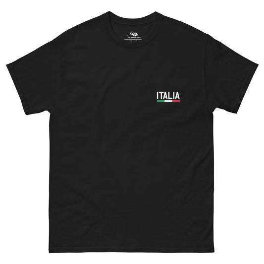 FORZA ITALIA 24 t-shirt Black color with the national flag design made of premium cotton ideal for patriotic apparel and sports event merchandise for Paris 2024 and perfect for showing national pride in euro cup 2024