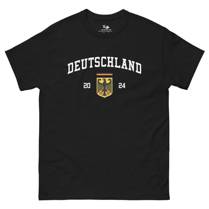 Deutschland 2024 t-shirt Black color with the national flag design made of premium cotton ideal for patriotic apparel for Paris 2024 and perfect for showing national pride in euro cup 2024