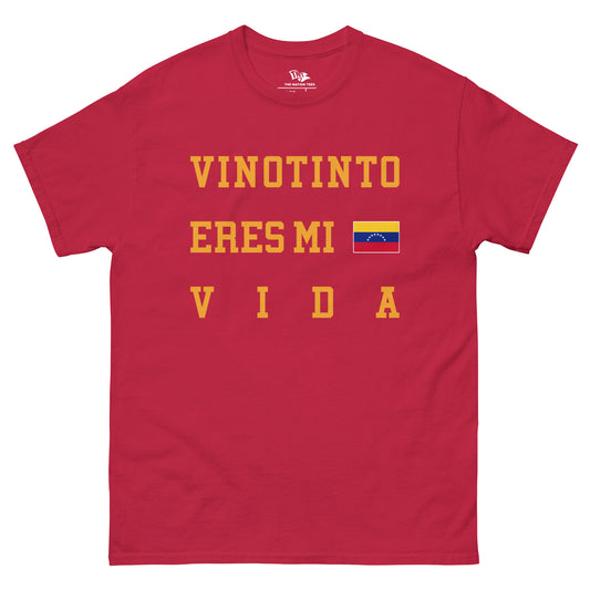 La Vinotinto t-shirt Cardinal color with the national flag design made of premium cotton ideal for patriotic apparel and sports event merchandise for Paris 2024 and perfect for showing national pride in conmebol Copa América 2024