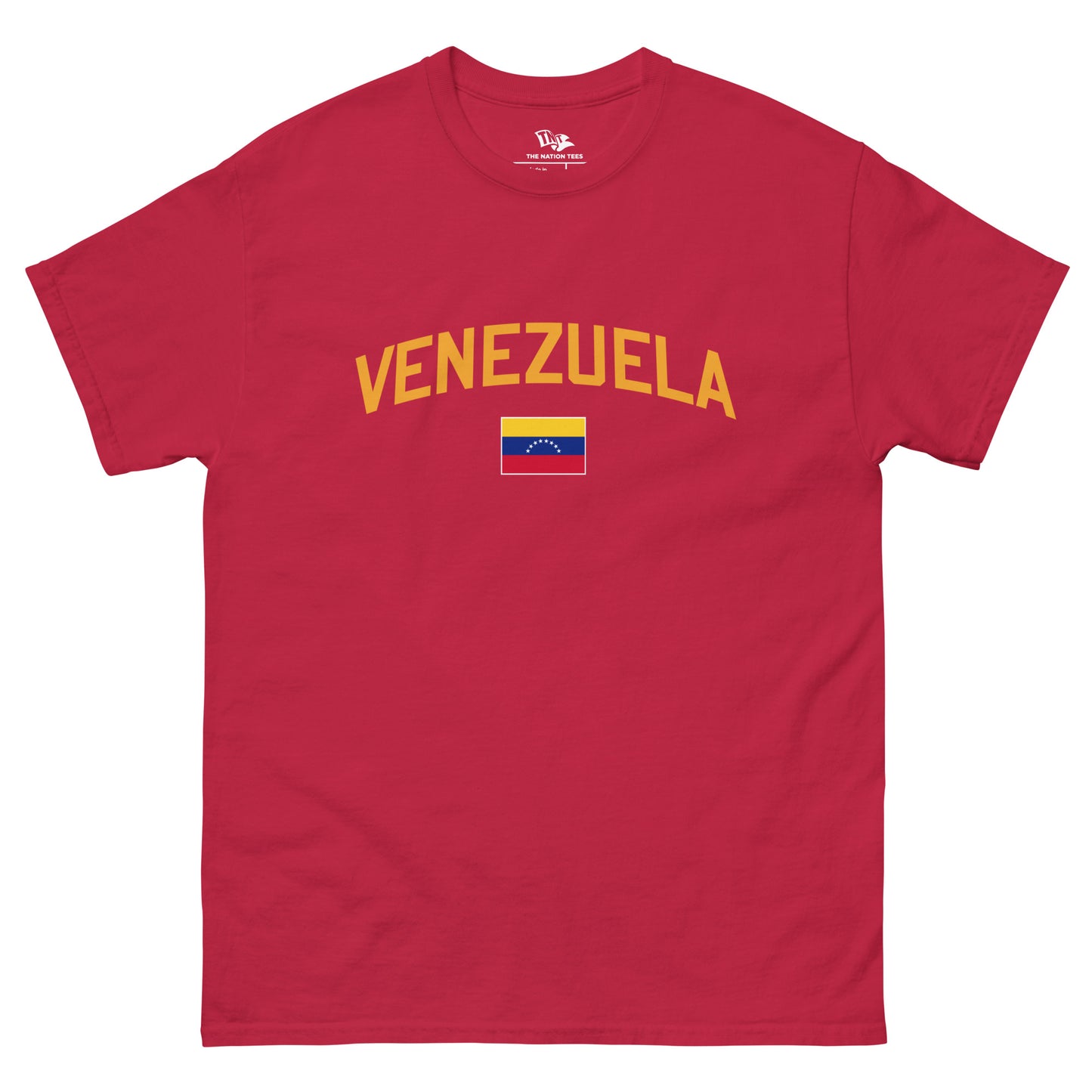 VENEZUELA Flag t-shirt Cardinal color with the national flag design made of premium cotton ideal for patriotic apparel and sports event merchandise for Paris 2024 and perfect for showing national pride in Conmebol Copa América 2024