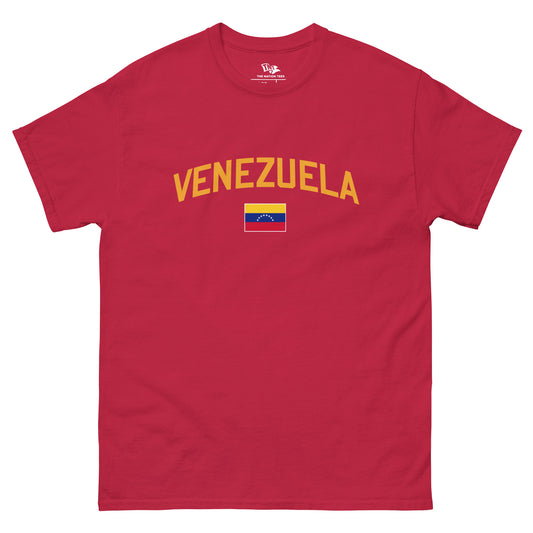 VENEZUELA Flag t-shirt Cardinal color with the national flag design made of premium cotton ideal for patriotic apparel and sports event merchandise for Paris 2024 and perfect for showing national pride in Conmebol Copa América 2024