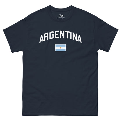 Argentina Flag t-shirt Navy color with the national flag design made of premium cotton ideal for patriotic apparel for Paris 2024 and perfect for showing national pride in conmebol copa america