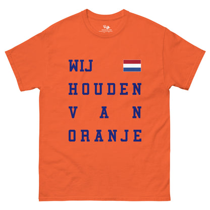 WIJ HOUDEN VAN ORANJE t-shirt Orange color with the national flag design made of premium cotton ideal for patriotic apparel for Paris 2024 and perfect for showing national pride in euro cup 2024