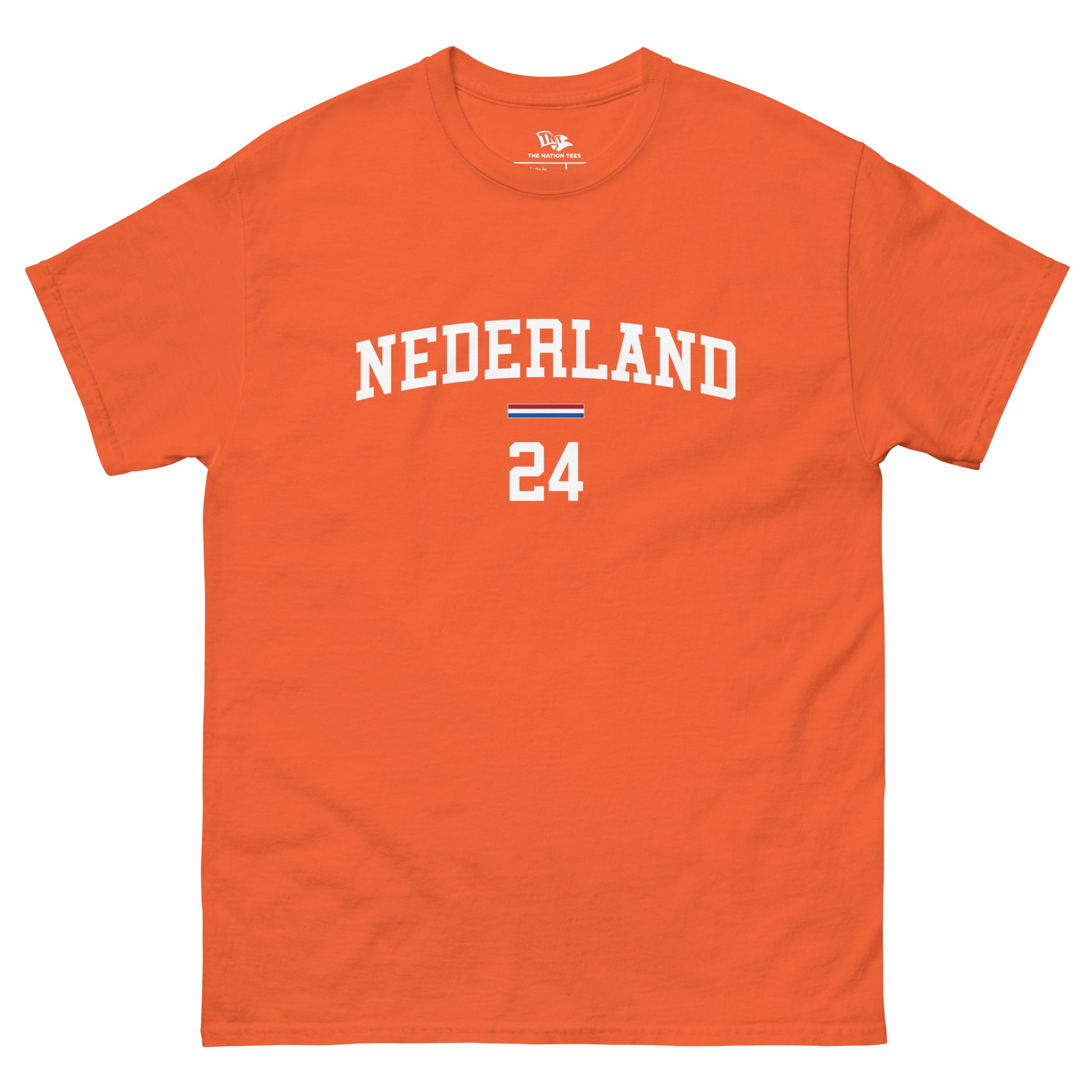 NEDERLAND 2024 t-shirt Orange color with the national flag design made of premium cotton ideal for patriotic apparel and sports event merchandise for Paris 2024 and perfect for showing national pride in Euro Cup 2024