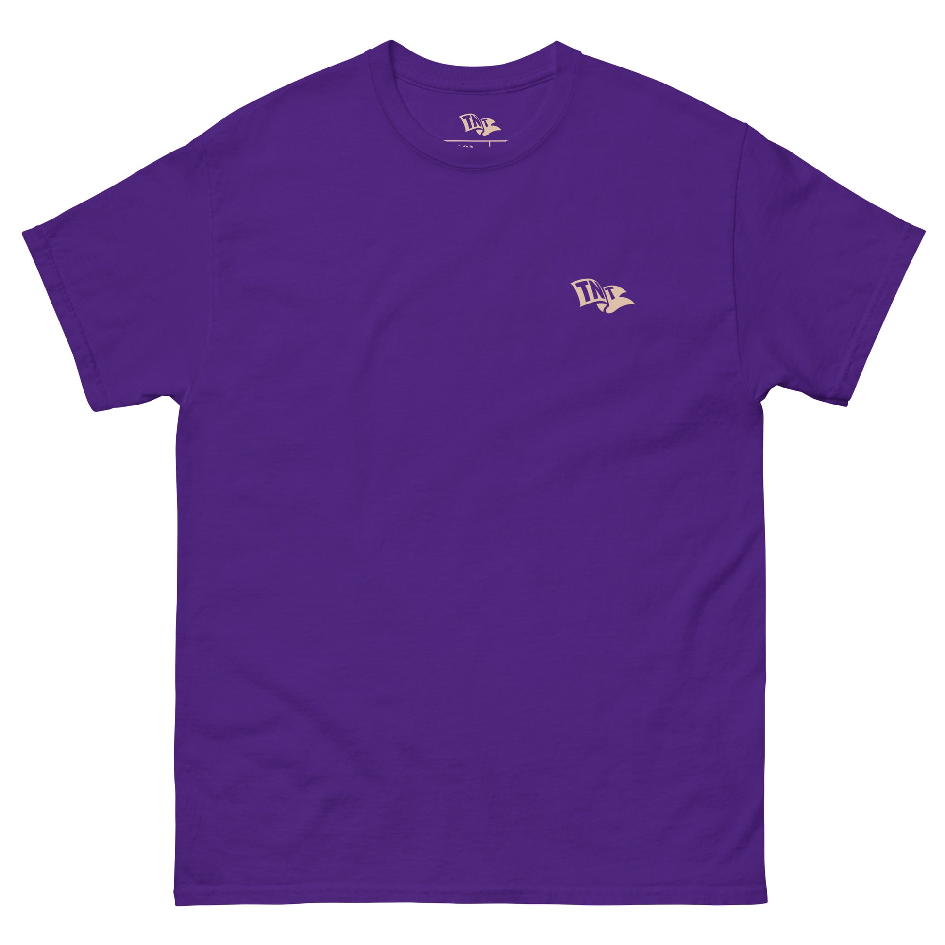 Raise Your Flag Script Original Edition T-shirt with Purple Color featuring high-quality cotton material with patriotic design and perfect for sports events, national pride apparel and trending fashion tee